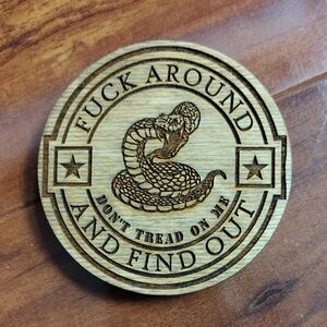 Engraved Wooden Coaster with Snake Design